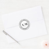 Black White Monogram Return Address ラウンドシール (封筒)