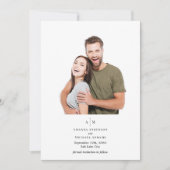 Black White Monogram Simple Minimal Wedding Photo セーブザデート (正面)