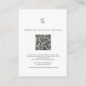 Black & White Monogram Wedding Website QR Code エンクロージャーカード (正面)