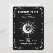 Black white moon sun tarot celestial birthday 招待状 (正面)