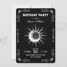 Black white moon sun tarot celestial birthday