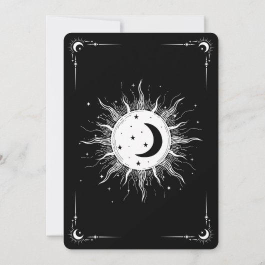 Black white moon sun tarot celestial graduation 招待状 (裏面)