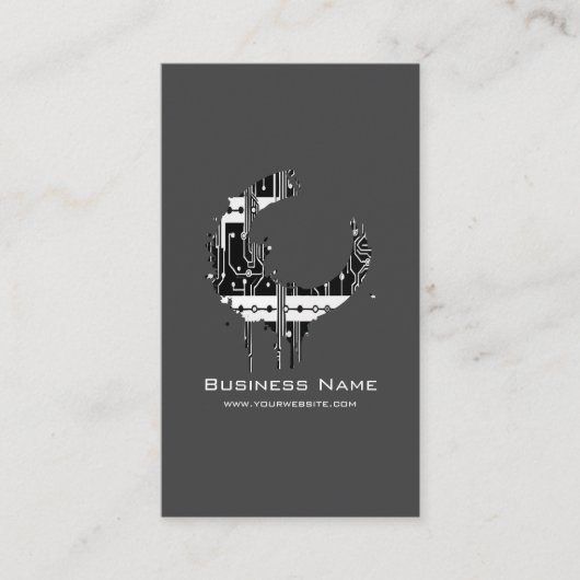 Black & White Motherboard Swirl • Custom Editable  名刺 (正面)
