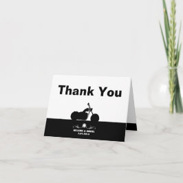 Black White Motorcycle Biker Silhouette Thank You サンキューカード