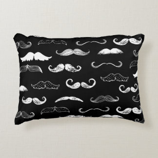 Black & White Moustache Seamless Repeat Background アクセントクッション