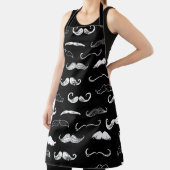 Black & White Moustache Seamless Repeat Background エプロン (インサイチュ)