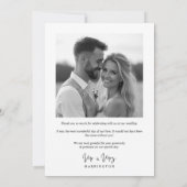 Black White MR & MRS Floral Design Photo Wedding サンキューカード (裏面)