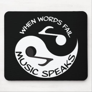 Black White Music Note Modern Musical マウスパッド