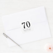 Black White Name Date Seventy 70th Birthday Party スクエアシール (封筒)
