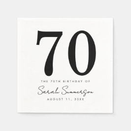 Black White Name Date Seventy 70th Birthday Party スタンダードカクテルナプキン