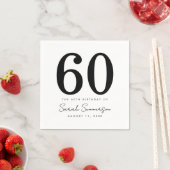 Black White Name Date Sixty 60th Birthday Party スタンダードカクテルナプキン (インサイチュ)