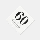 Black White Name Date Sixty 60th Birthday Party スタンダードカクテルナプキン (角)