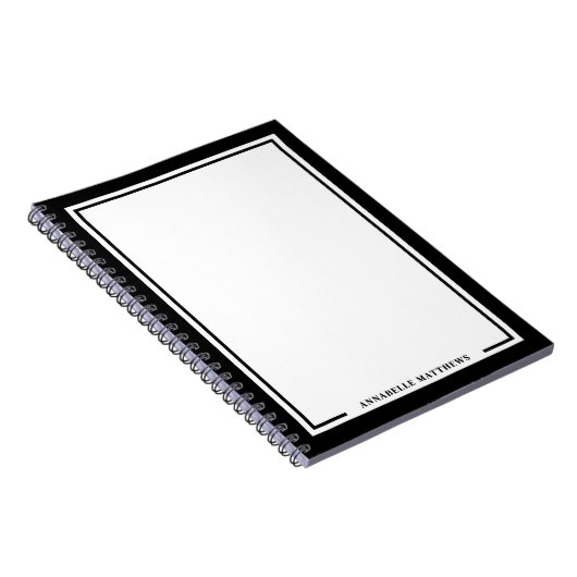 Black White Name Monogram ノートブック (右側)