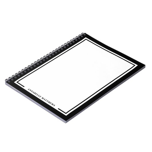 Black White Name Monogram ノートブック (左側)