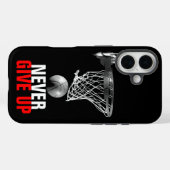 Black White Never Give Up Success Basketball Case-Mate iPhoneケース (裏面 (横))