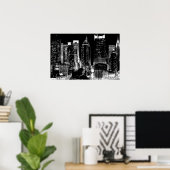 Black & White New York City Night Poster ポスター (ホームオフィス)