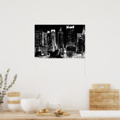 Black & White New York City Night Poster ポスター (キッチン)