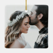 Black & White Newlyweds Mr & Mrs.1フォトクリスマス セラミックオーナメント (裏面)