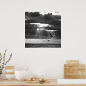 Black & White Ocean  ポスター (キッチン)
