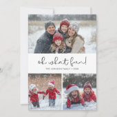 Black & White Oh Whatおもしろいクリスマスファミリー4写真 シーズンカード (正面)