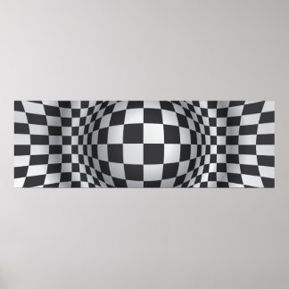 Black white op art optical illusion print/poster ポスター