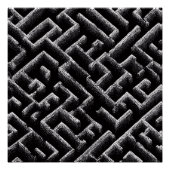 Black & White Optical Illusion Maze Pattern Art ポスター (正面)