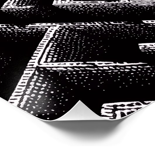 Black & White Optical Illusion Maze Pattern Art ポスター (コーナー)