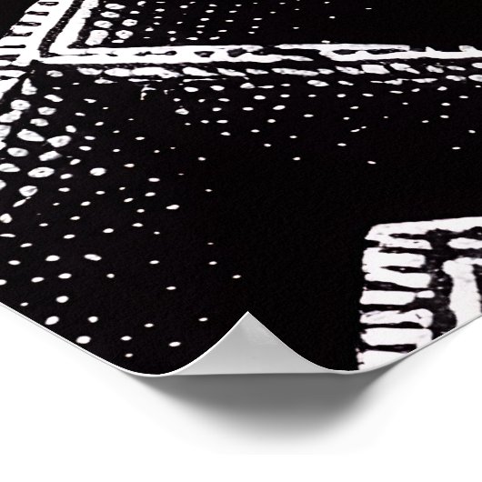 Black & White Optical Illusion Maze Pattern Art ポスター (角)