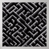 Black & White Optical Illusion Maze Pattern Art ポスター (正面)