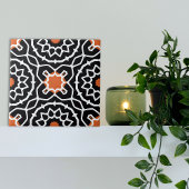 Black White Orange Moroccan Geometric Pattern タイル