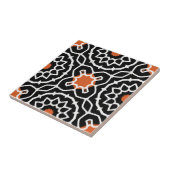 Black White Orange Moroccan Geometric Pattern タイル (側面)