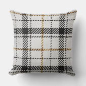 Black White & Orange Plaid クッション (正面)