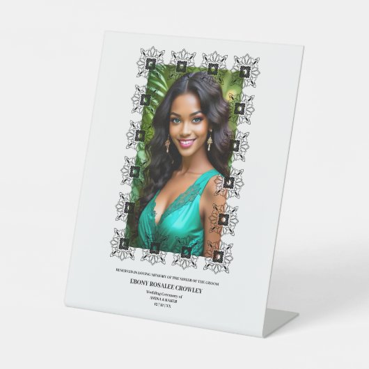 Black & White Ornate Frame Memorial Reserved Seat  台座サイン (正面)