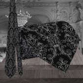 Black & White Outline Floral Damask Wedding ネクタイ