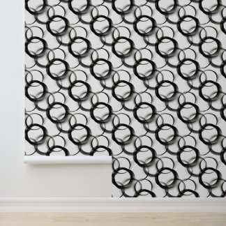 Black & White Overlapping Circles – Geometric Seam 壁紙
