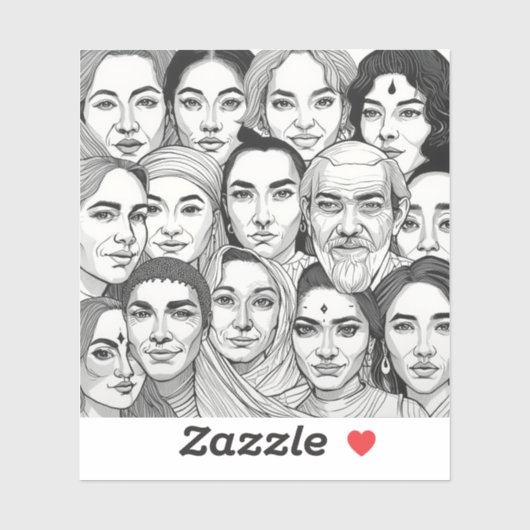 Black & White Paintings Celebrating Diversity  シール (シート)