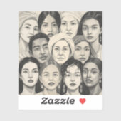 Black & White Paintings Celebrating Diversity  シール (シート)