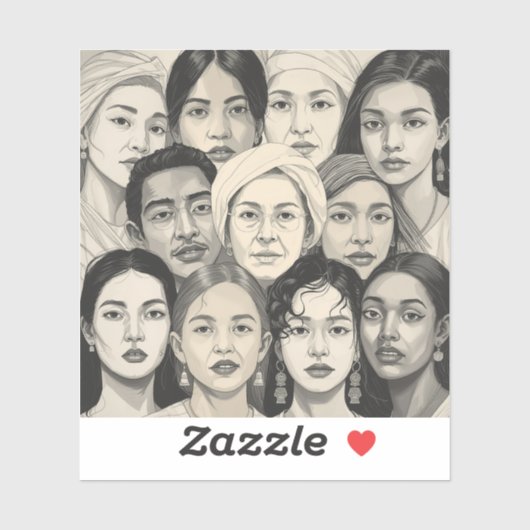 Black & White Paintings Celebrating Diversity  シール (シート)