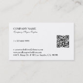 Black White Paisley Mandala QR Code 名刺 (裏面)