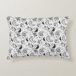 Black & White Paisley Pattern –Elegant Textile Art アクセントクッション