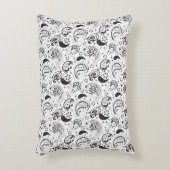 Black & White Paisley Pattern –Elegant Textile Art アクセントクッション (正面(垂直))