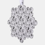 Black & White Paisley Pattern –Elegant Textile Art オーナメントカード (左)