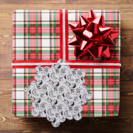 Black & White Paisley Pattern –Elegant Textile Art オーナメントカード