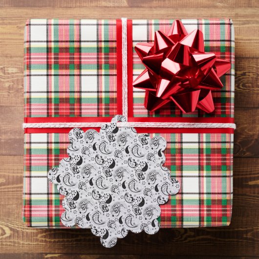 Black & White Paisley Pattern –Elegant Textile Art オーナメントカード (インサイチュ (ギフト))