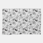 Black & White Paisley Pattern –Elegant Textile Art キッチンタオル (横)