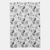 Black & White Paisley Pattern –Elegant Textile Art キッチンタオル (縦)