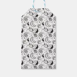 Black & White Paisley Pattern –Elegant Textile Art ギフトタグ