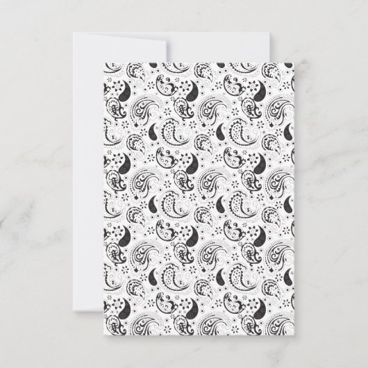 Black & White Paisley Pattern –Elegant Textile Art サンキューカード (正面)