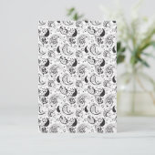 Black & White Paisley Pattern –Elegant Textile Art サンキューカード (スタンド正面)