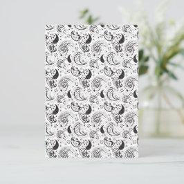 Black & White Paisley Pattern –Elegant Textile Art サンキューカード
